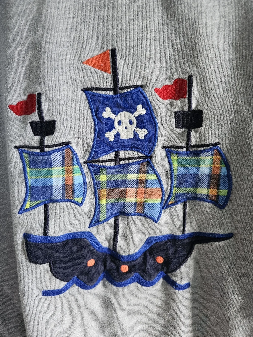 GYMBOREE - Gray and Blue Pirate Ship Sweatshirt. VHTF